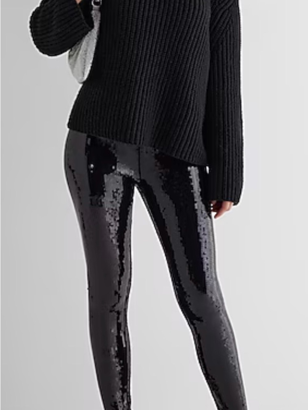 Express Black High-Shine Sequin Bottoms